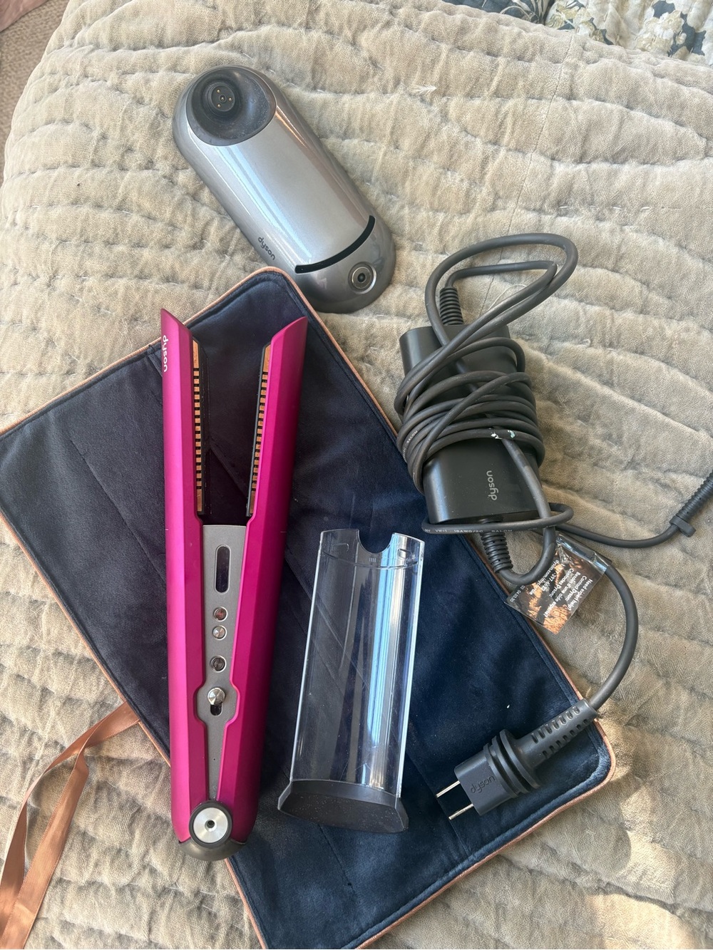 Dyson Pink Hair Straightener with Charger and Stand